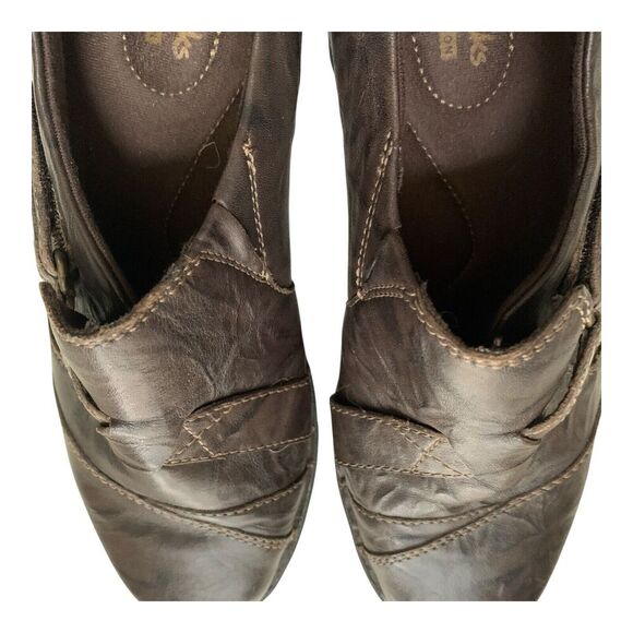 Clarks Brown Leather Shoes Womens 8.5 M Distressed Round Toe Cushioned Comfort - Picture 13 of 16